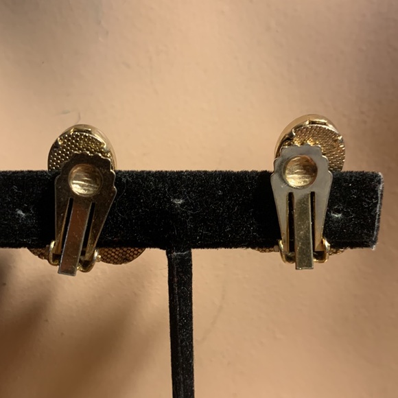 80’s TRIPLE CABOCHON OPAL AND AMBER LOOK EARRINGS - Picture 6 of 12